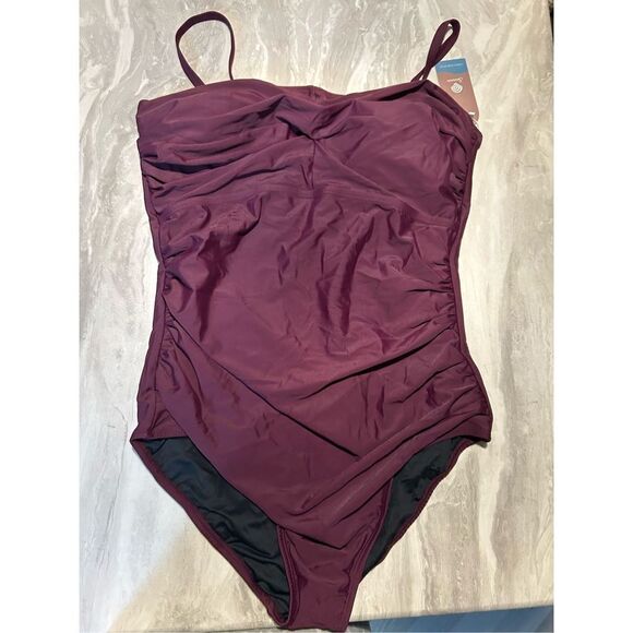NEW 1 Pc Tummy Control Swimsuit Padded Removable straps L - Picture 1 of 2